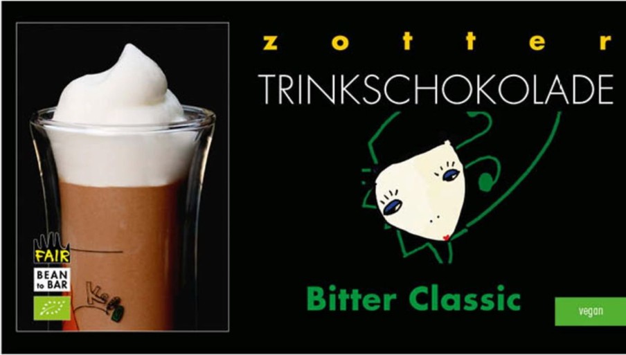 Zotter Schokolade Cacao E Cioccolata | Organic Drinking Chocolate Bitter Classic, 110 G