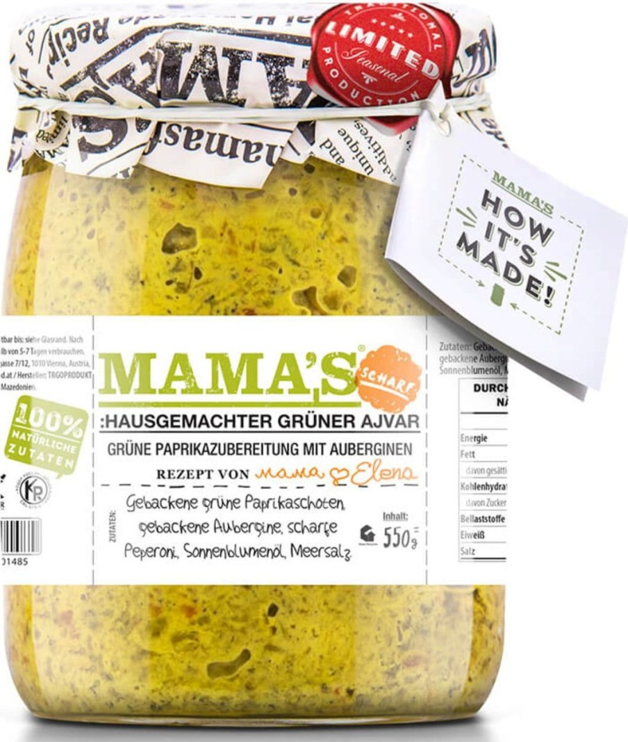 MAMA's Salse E Pesti | Ajvar Verde Hot, 550 G