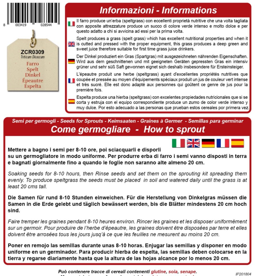 Bavicchi Germogli | Semi Per Germogli Di Farro Bio, 80 G