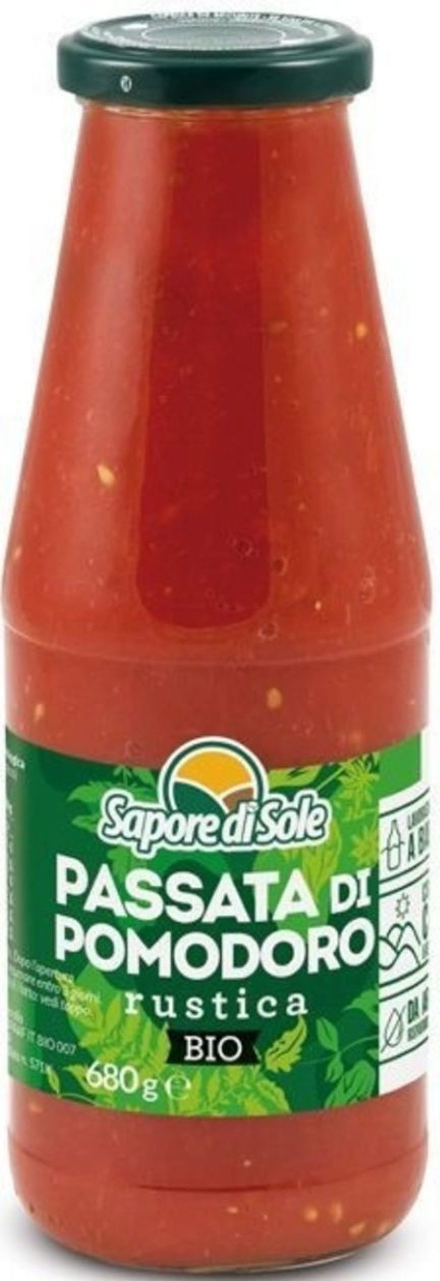 Sapore di Sole Salse E Pesti | Passata Di Pomodoro Rustica Bio, 680 G